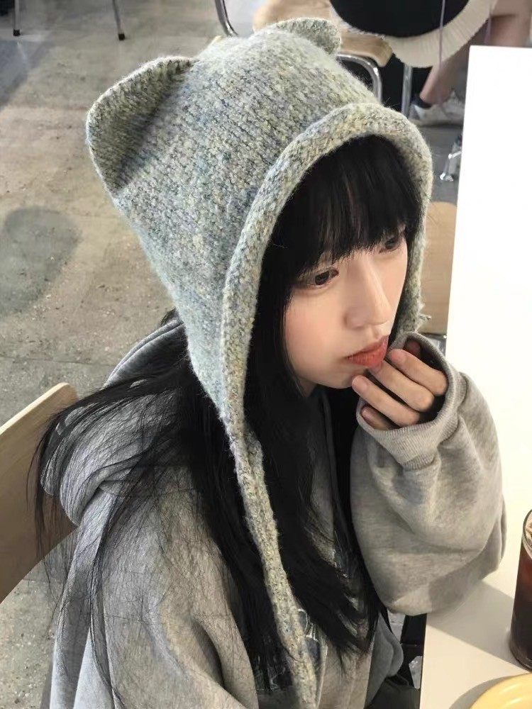 韓系貓耳帽護耳辮子保暖針織帽7色