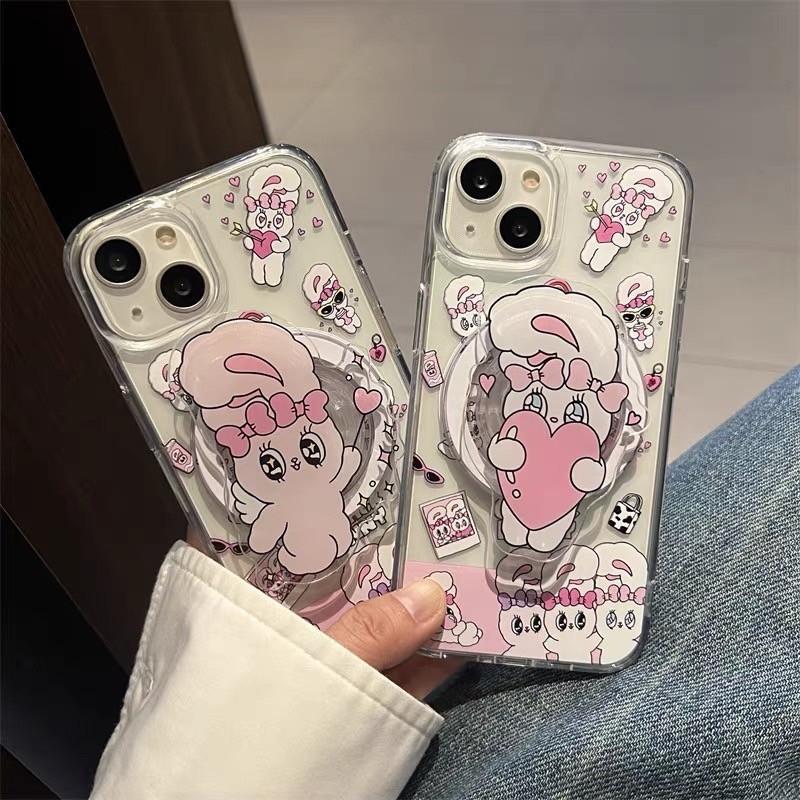 粉紅兔磁吸支架全包手機殼(支架加購)IPHONE11/12/13/14/15/16