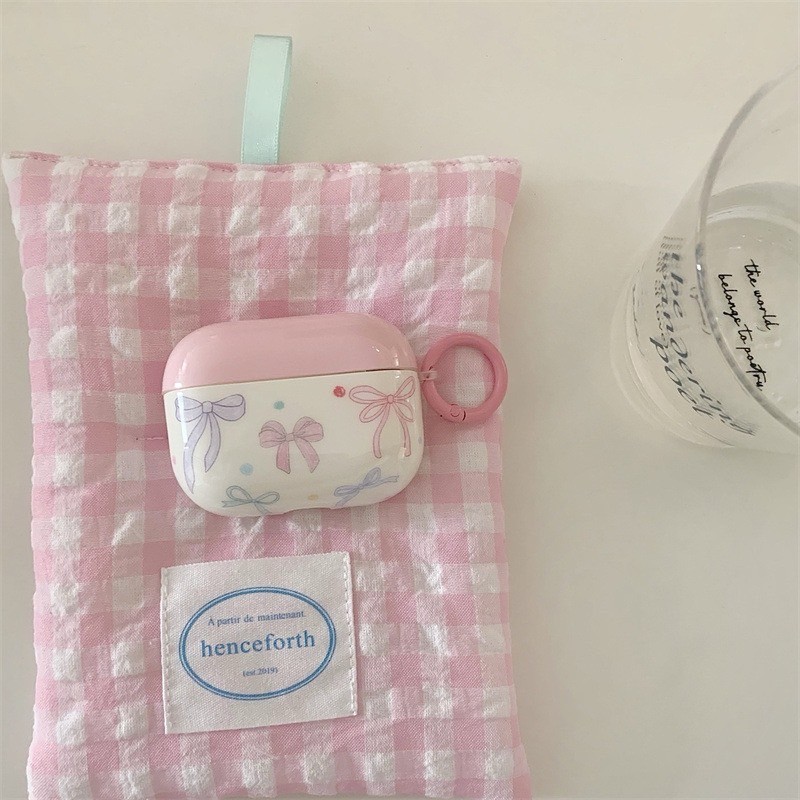 粉色蝴蝶結蘋果無線藍芽耳機保護套airpods12/ pro/3代/ pro2代