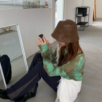 韓風復古摩登純色質感PU皮革百搭個性漁夫帽3色