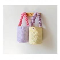 【限加購】浪漫花朵絎縫刺繡配色皺摺手提水桶包便當袋萬用購物包4色