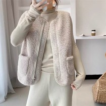 ★限時優惠~1/8★羊羔絨毛皮一體簡約小香風外套背心3色