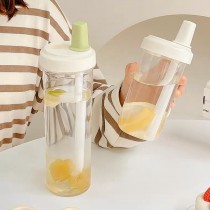 贈提袋*高顏值簡約大容量可收納蓋子手搖飲杯冷水杯吸管杯4色500/850ML