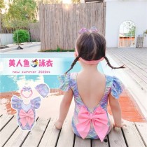 超萌蝴蝶結美人魚連身女童泳衣