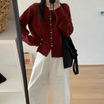 甜美彩色釦子排釦安哥拉紅針織上衣毛衣5色