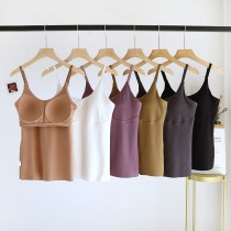 『第2件折50』升溫Bra Top-無痕保暖細肩帶背心立體胸墊罩杯內搭上衣BRA運動內衣