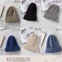 現貨下殺$99米色、卡其色、灰色、淺藍、淺灰★莫蘭迪色素面款錐形溫暖百搭針織毛線帽