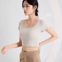 『第2件折30』夏日擺脫內衣-方領短版立體胸墊罩杯上衣8色