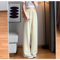 現貨白/小個子XL、黃/小個子XL★冰絲涼感西褲高腰垂感闊腿長褲