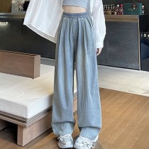 輕薄舒適天絲牛仔夏季薄款闊腿褲長褲2色S-3XL(小個子/常規/加長)