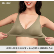 『好評熱銷 冠軍款』兩件更優惠＊超彈力果凍條無痕深Ｖ集中乳膠無鋼圈運動內衣Bra+內褲套裝(有背扣)6色S-2XL