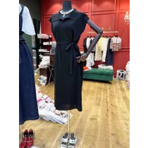 『韓國館』SUPER SALE⭐️簡約氣質翻領短袖修身連身裙附綁帶-KRM2310091