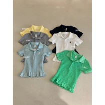 『廣州連線』6/19NEW 小馬刺繡Polo荷葉下擺短T 6色 #GZW5905
