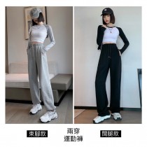 現貨優惠灰色/不加絨/小個子L、黑色不加絨/常規款XL★百搭顯瘦束腳設計寬鬆長褲闊腿運動褲