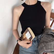 性感削肩掛脖針織外穿背心3色
