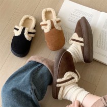 復古風勃肯加絨包頭軟底室內拖鞋3色