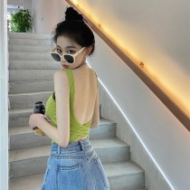 絕版現貨優惠綠、白★性感後背交叉莫代爾棉帶胸墊不可拆背心