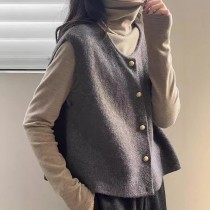 溫柔排釦小金釦子氣質百搭針織背心3色