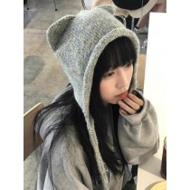 韓系貓耳帽護耳辮子保暖針織帽7色