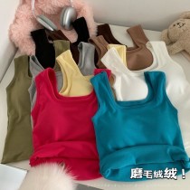 磨毛保暖戴胸墊寬肩帶上衣背心