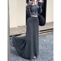 超美必收！鬆緊腰顯瘦魚尾半身裙2色(一般/加厚)
