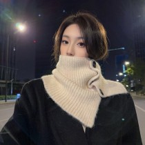 鈕扣保暖百搭圍巾披肩套頭圍脖3色
