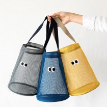 【買一送一】可愛大眼睛網眼簍空大容量旅遊沙灘水桶洗漱包3色