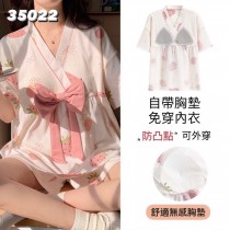 【帶胸墊】甜美舒適棉質薄款短袖短褲睡衣居家服兩件套組11款