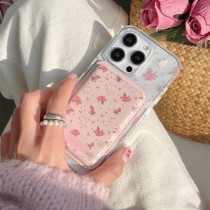 粉色花朵貓咪磁吸支架全包手機殼(支架加購)IPHONE11/12/13/14/15/16