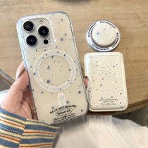 簡約米底藍潑墨磁吸支架卡包全包手機殼(支架卡包加購)IPHONE12/13/14/15/16