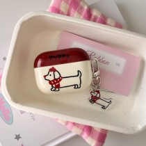紅圍巾臘腸蘋果無線藍芽耳機保護套airpods12/3代/ pro2代/4代
