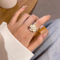 山茶花小香風開口可調節飾品配飾戒指組
