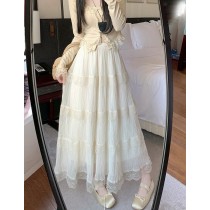 氣質甜美蕾絲拼接蛋糕裙長裙3色