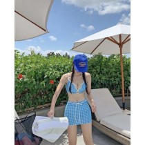 甜辣經典格子高腰顯瘦三件式泳衣泳裝