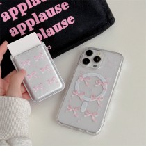 韓風蝴蝶結磁吸卡包全包手機殼2色(卡包加購)IPHONE11/12/13/14/15/16