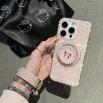 粉色蝶結磁吸支架全包手機殼(支架加購)IPHONE13/14/15/16